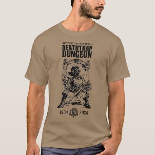 Deathtrap Dungeon Skeleton Warrior T-shirt (Donker (Voorkant)