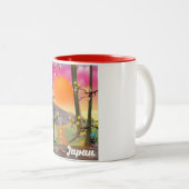 Deauville Beach france seuit poster. Tweekleurige Koffiemok (Voorkant rechts)