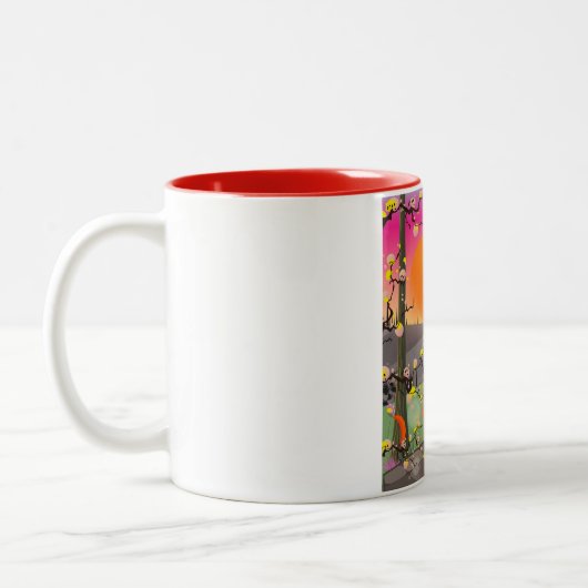 Deauville Beach france seuit poster. Tweekleurige Koffiemok (Links)