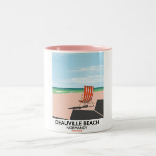 Deauville Beach frankrijk zeekust poster. Tweekleurige Koffiemok