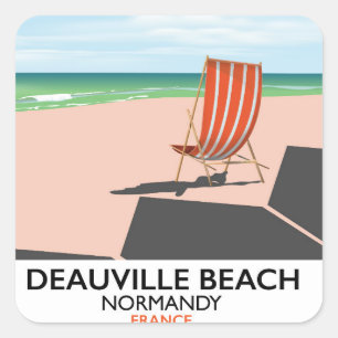 Deauville Beach frankrijk zeekust poster. Vierkante Sticker