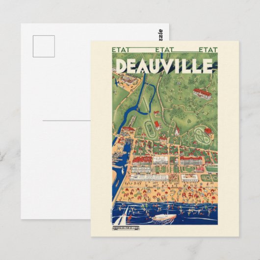 Deauville France Vintage Poster 1931 Briefkaart (Voorkant / Achterkant)