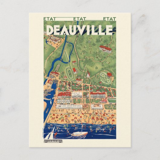 Deauville France Vintage Poster 1931 Briefkaart (Voorkant)