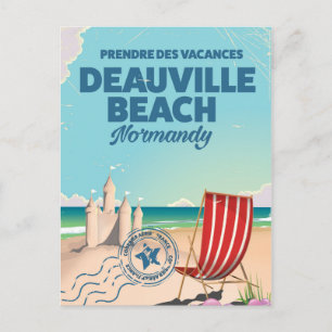 Deauville strand Frankrijk vintage vakantieposter Briefkaart
