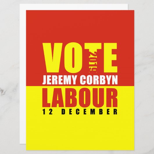 Debat over de papieren fiche Jeremy Corbyn (Voorkant / Achterkant)