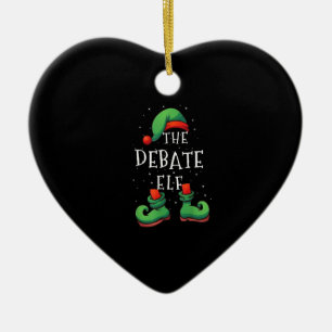 Debat over Elf Funny Matching Family Kerstpyjama Keramisch Ornament