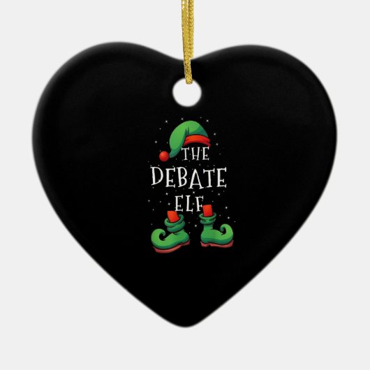 Debat over Elf Funny Matching Family Kerstpyjama Keramisch Ornament (Voorkant)