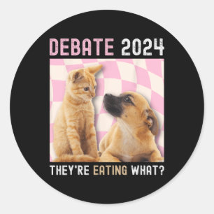 Debat Verkiezing 2024 Huisdieren Hond Kat Ze Eten  Ronde Sticker