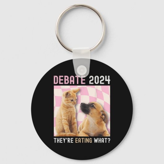 Debat Verkiezing 2024 Huisdieren Hond Kat Ze Eten  Sleutelhanger (Voorkant)