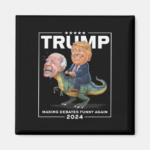Debatten 2024 Trump Riding Dinosaur F Joe Biden Magneet