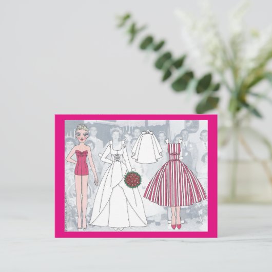 Debbie, A Young Bride of 1958 Paper Doll Briefkaar Briefkaart (Staand voorkant)