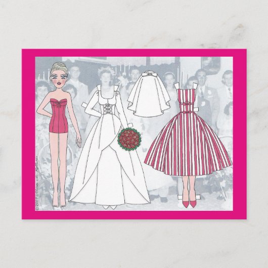 Debbie, A Young Bride of 1958 Paper Doll Briefkaar Briefkaart (Voorkant)