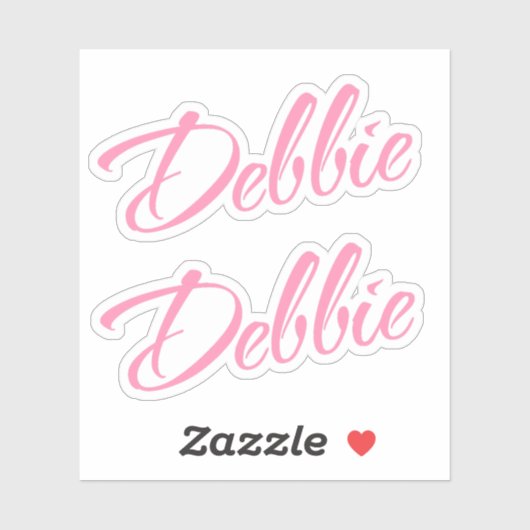 Debbie Decoratieve Naam in Roze x2 Sticker (Vel)