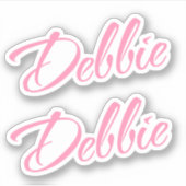 Debbie Decoratieve Naam in Roze x2 Sticker (Voorkant)
