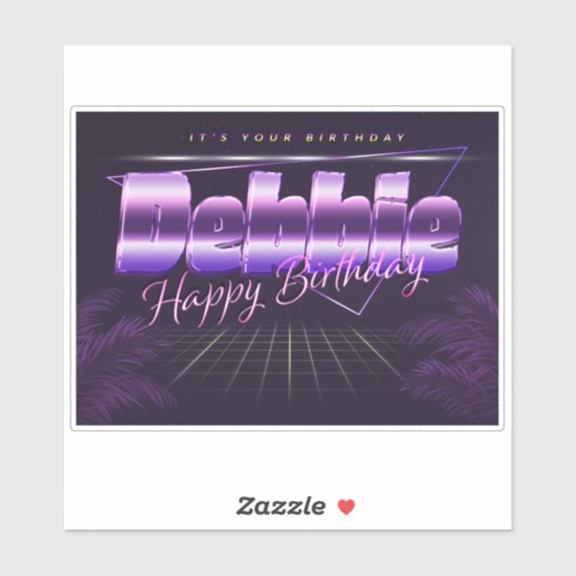 Debbie Name Vorname lila retro Sticker Geburtstag (Vel)