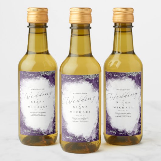 Debbie U-W Marmer Glitter Bruiloft ID644 Wijn Etiket (Flessen)