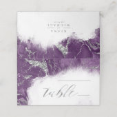 Debbie U-W Marmer Glitter Bruiloft Pruim Slvr ID64 Plaatskaartje (Buitenkant ongevouwen)