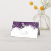 Debbie U-W Marmer Glitter Bruiloft Pruim Slvr ID64 Plaatskaartje (Achterkant)