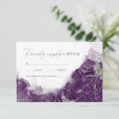 Debbie U-W Marmer Glitter Bruiloft Pruim Slvr ID64 RSVP Kaartje (Staand voorkant)