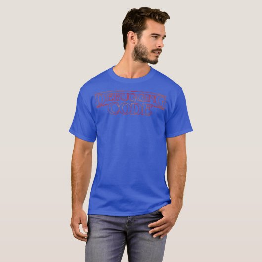 Debbugs code grappige programmeur wijdt linu aan t-shirt (Voorkant volledig)
