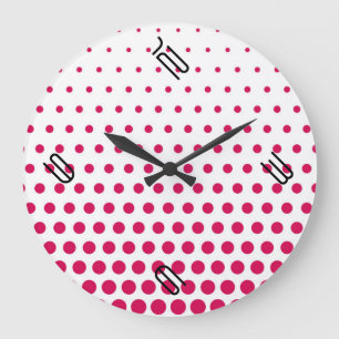 Debian Red Polka Dot Modern White Grote Klok