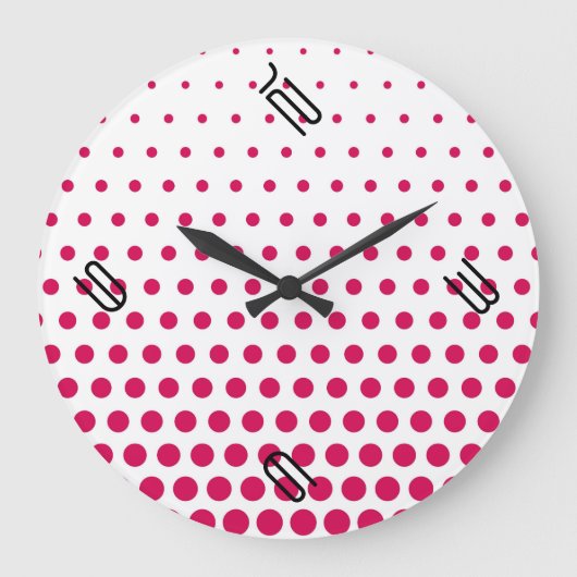 Debian Red Polka Dot Modern White Grote Klok (Voorkant)