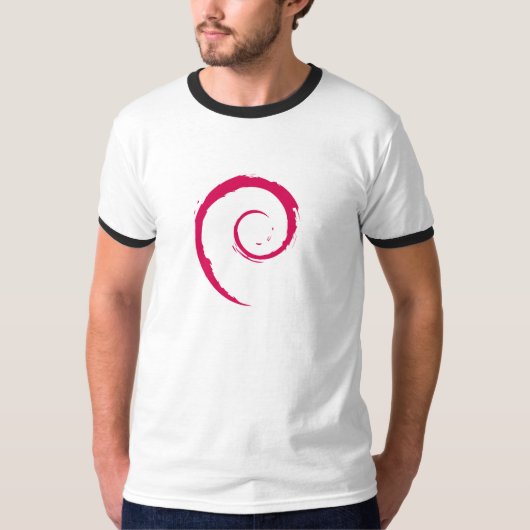 Debian Ringer T-Shirt, White/Black T-shirt (Voorkant)