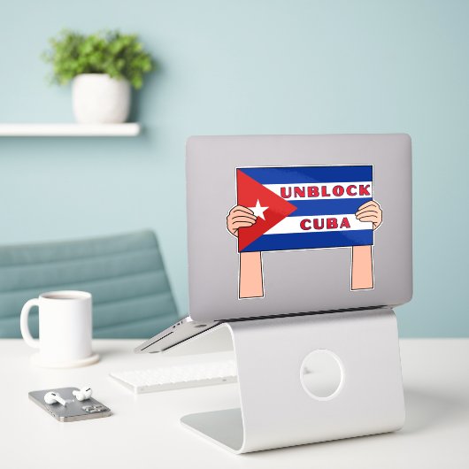 Deblockeer Cuba Sticker (Laptop op bureau)