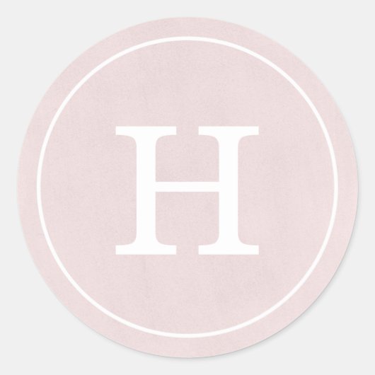 Debonair Blush Roze Monogram Ronde Sticker (Voorkant)