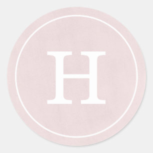 Debonair Blush Roze Monogram Ronde Sticker
