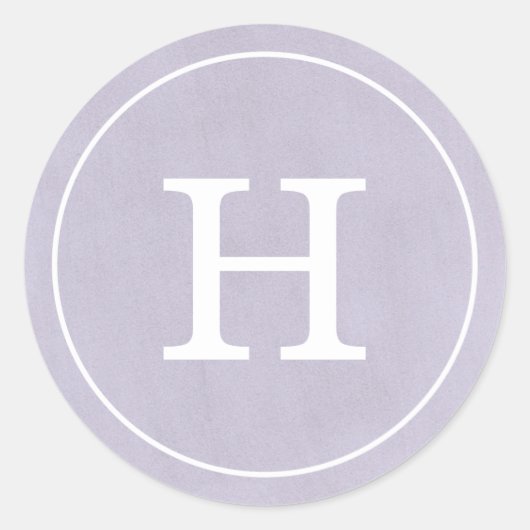 Debonair Lavendel Monogram Ronde Sticker (Voorkant)