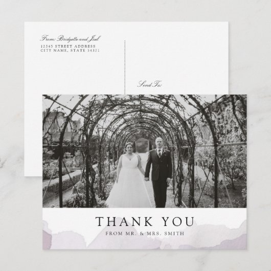 Debonair Lavendel Wedding Bedankt Briefkaart (Voorkant / Achterkant)