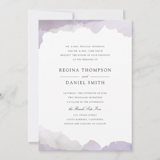 Debonair Lavender Wedding Invitation Kaart (Voorkant)