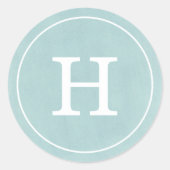 Debonair Turquoise Monogram Ronde Sticker (Voorkant)
