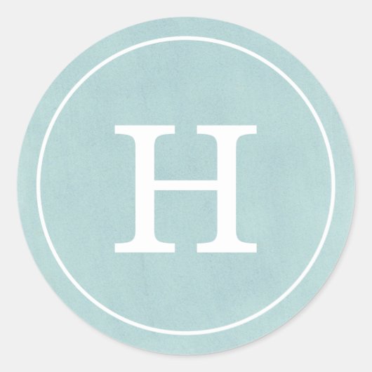 Debonair Turquoise Monogram Ronde Sticker (Voorkant)