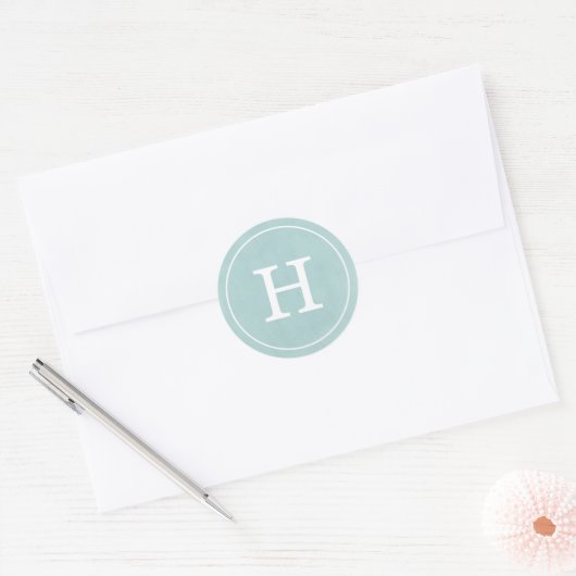 Debonair Turquoise Monogram Ronde Sticker (Envelop)