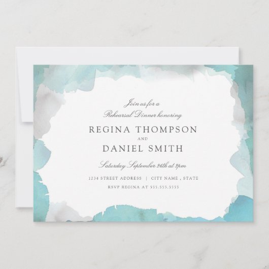 Debonair Turquoise Rehearsal Dinner Kaart (Voorkant)