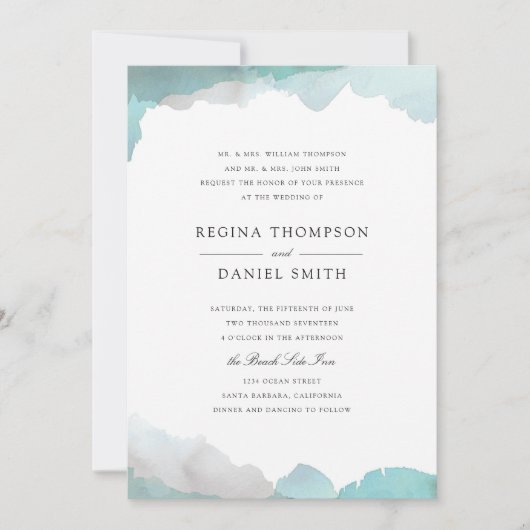 Debonair Turquoise Wedding Invitation Kaart (Voorkant)