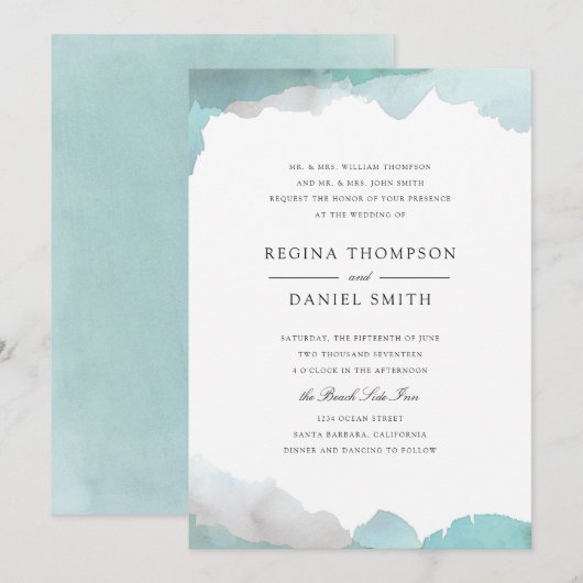 Debonair Turquoise Wedding Invitation Kaart (Voorkant / Achterkant)
