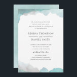 Debonair Turquoise Wedding Invitation Kaart<br><div class="desc">Een elegant huwelijksuitnodigingsontwerp met een lichte turquoise waterverf beschilderde rand op een witte achtergrond,  ontworpen door Shelby Allison.</div>