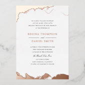 Debonair Weddenschap in Roos Gold Folie Uitnodiging (Voorkant)