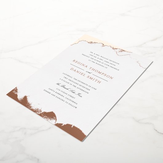 Debonair Weddenschap in Roos Gold Folie Uitnodiging (Gedraaid)