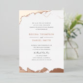 Debonair Weddenschap in Roos Gold Folie Uitnodiging (Staand Voorkant)