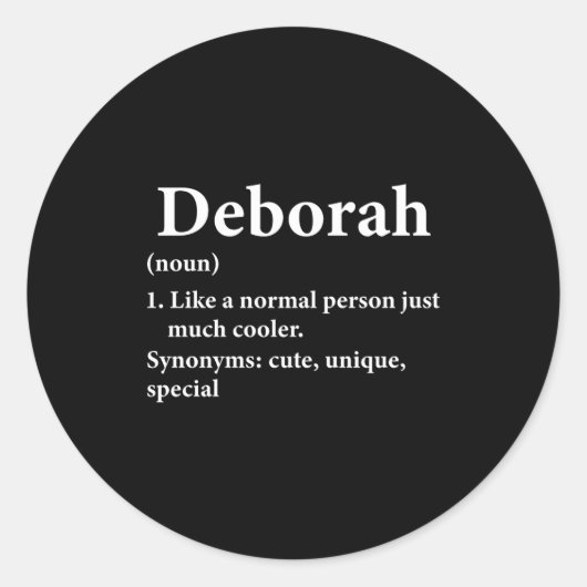 Deborah Name Definition Funny D  Ronde Sticker (Voorkant)