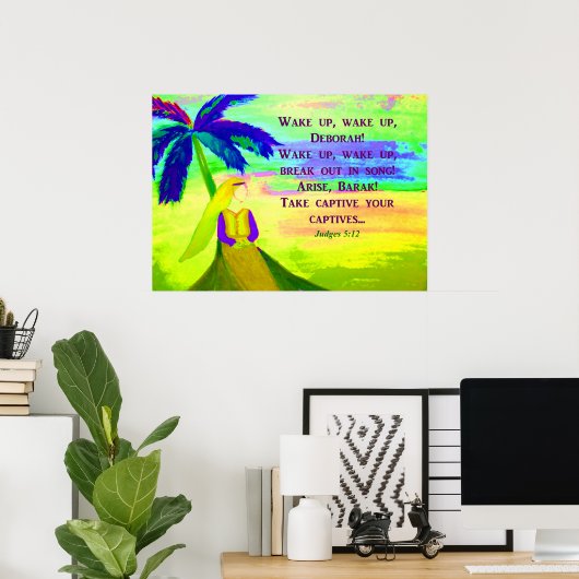 Deborah onder palmboom poster (Thuiskantoor)