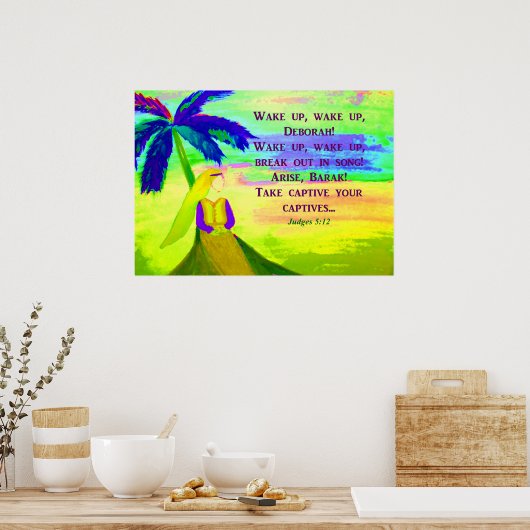 Deborah onder palmboom poster (Keuken)