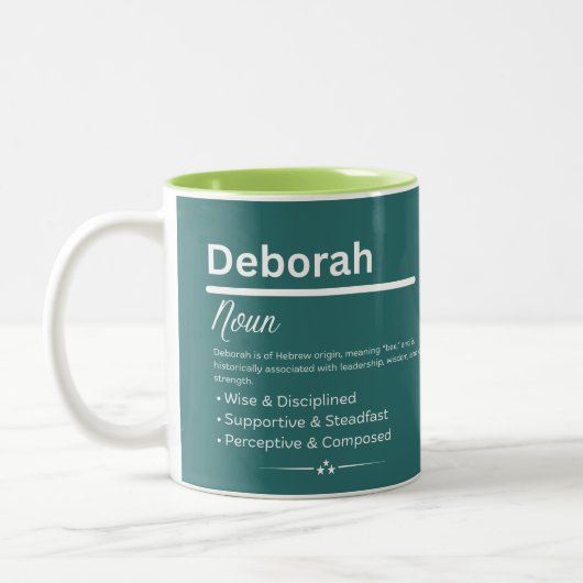 Deborah Personalized Girl Name Meaning Coffee Mug Tweekleurige Koffiemok (Links)