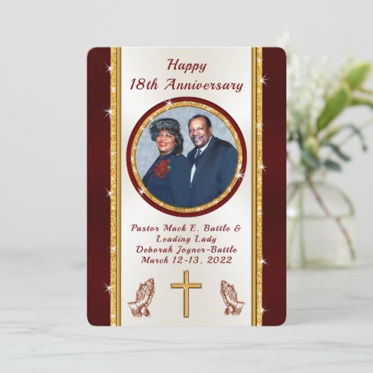 Debra Battle 18th Church Jubileum Uitnodigingen (Staand voorkant)