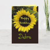 DEBRA Custom Name Happy Birthday Zonnebloem Kaart (Voorkant)