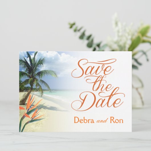 Debra Emerald Waters Beach Save the Date | papaja (Staand voorkant)